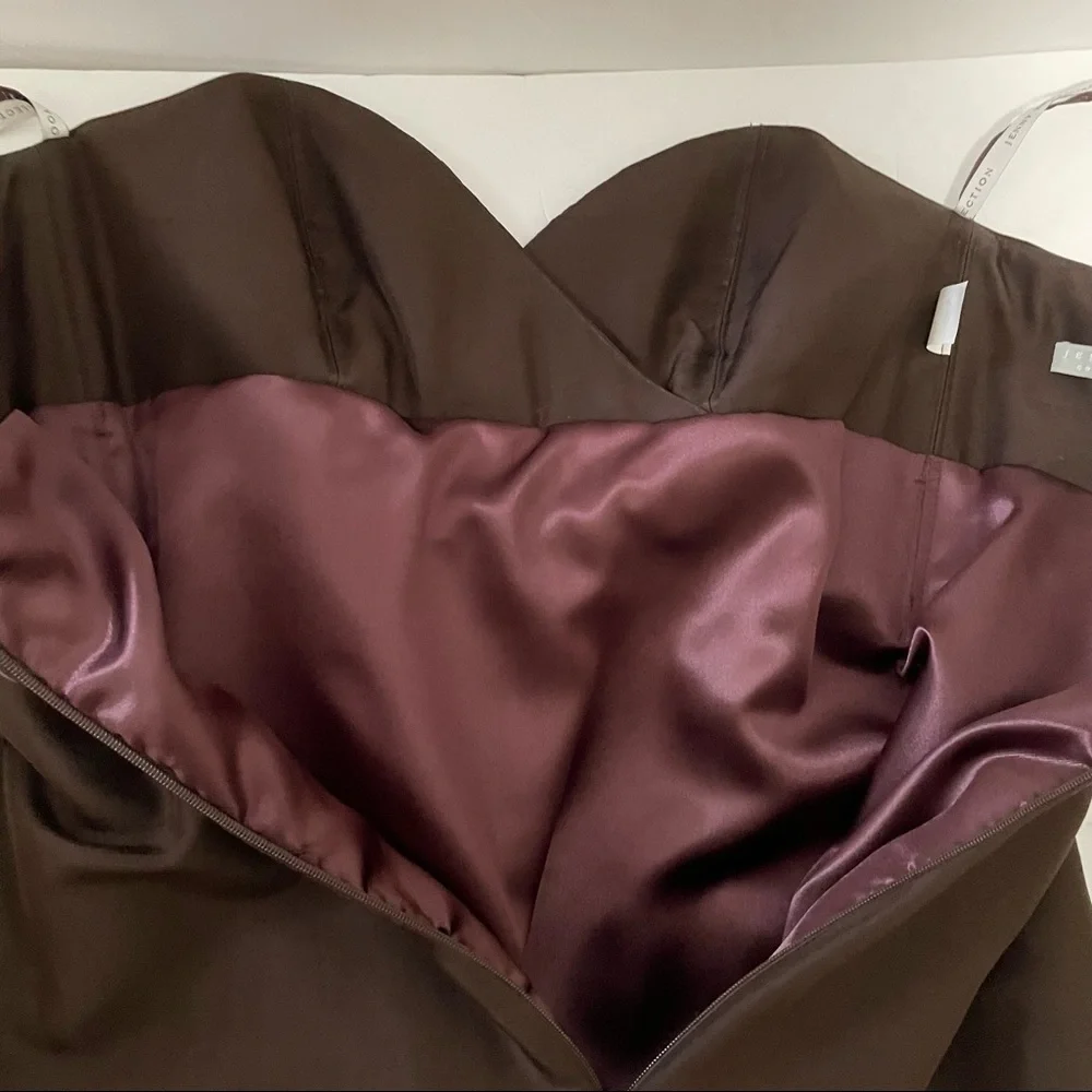 Jenny Yoo Brown Silk Shantung Strapless Dress Size 0‎